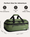 Paz 43L Carry On Travel Duffle Backpack