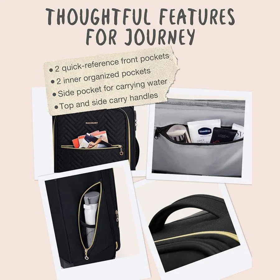 20 Inch Bonchemin Quilted Business & Travel Suitcase - BAGSMART