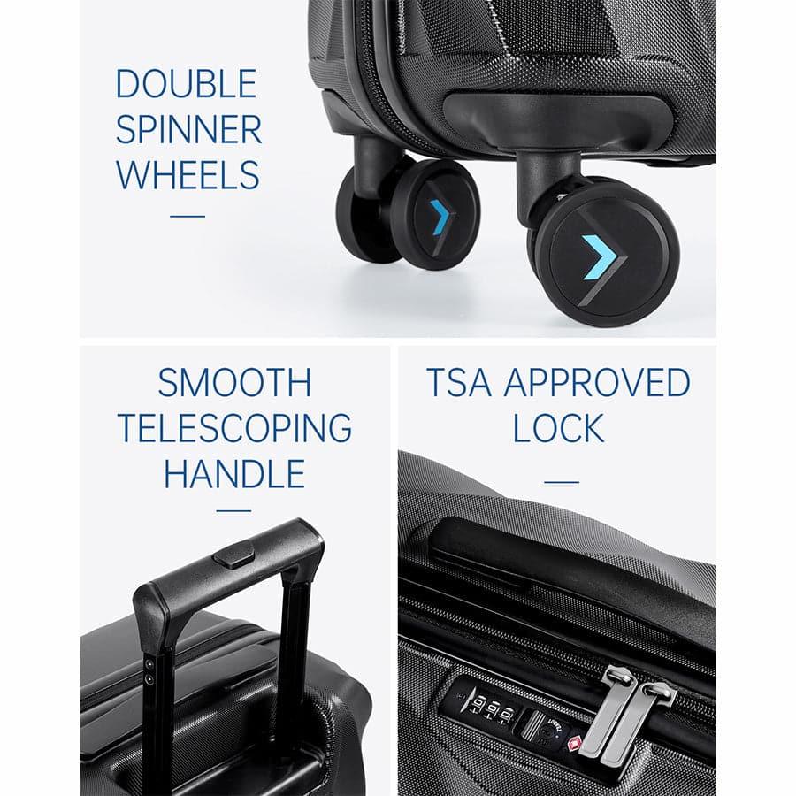Globetrotter 20" Hardside Rolling Carry-on Stylish Suitcase - BAGSMART