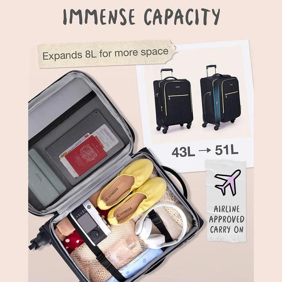 20 Inch Bonchemin Quilted Business & Travel Suitcase - BAGSMART