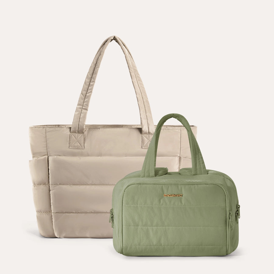 Crush Toiletry Bag & Bubble Puffy Tote Travel Set