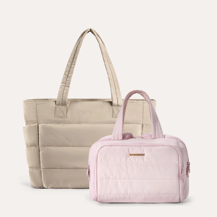 Crush Toiletry Bag & Bubble Puffy Tote Travel Set