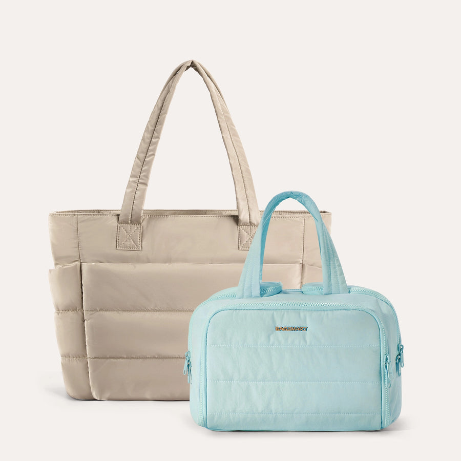 Crush Toiletry Bag & Bubble Puffy Tote Travel Set