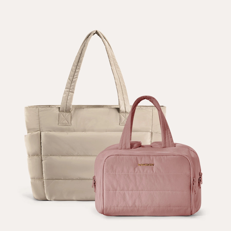 Crush Toiletry Bag & Bubble Puffy Tote Travel Set