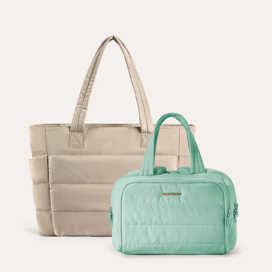 Crush Toiletry Bag & Bubble Puffy Tote Travel Set