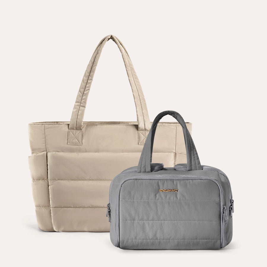 Crush Toiletry Bag & Bubble Puffy Tote Travel Set
