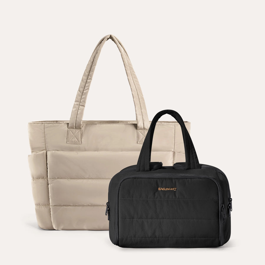 Crush Toiletry Bag & Bubble Puffy Tote Travel Set