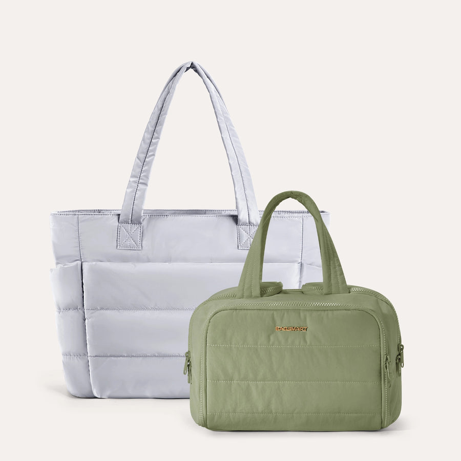 Crush Toiletry Bag & Bubble Puffy Tote Travel Set