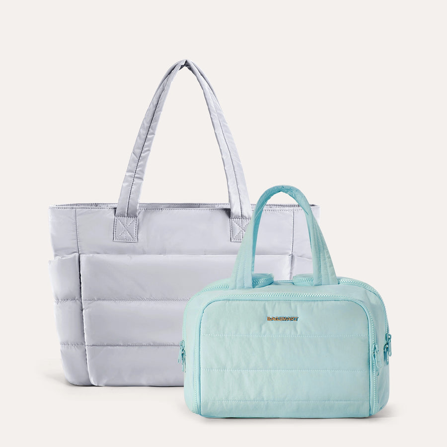 Crush Toiletry Bag & Bubble Puffy Tote Travel Set