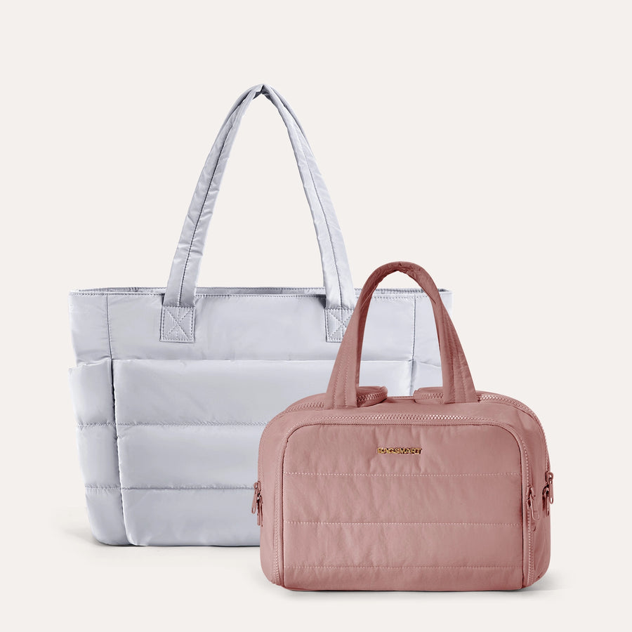 Crush Toiletry Bag & Bubble Puffy Tote Travel Set