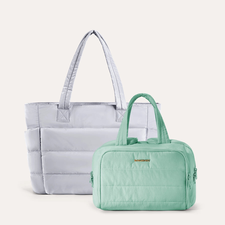 Crush Toiletry Bag & Bubble Puffy Tote Travel Set