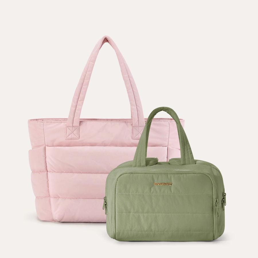 Crush Toiletry Bag & Bubble Puffy Tote Travel Set