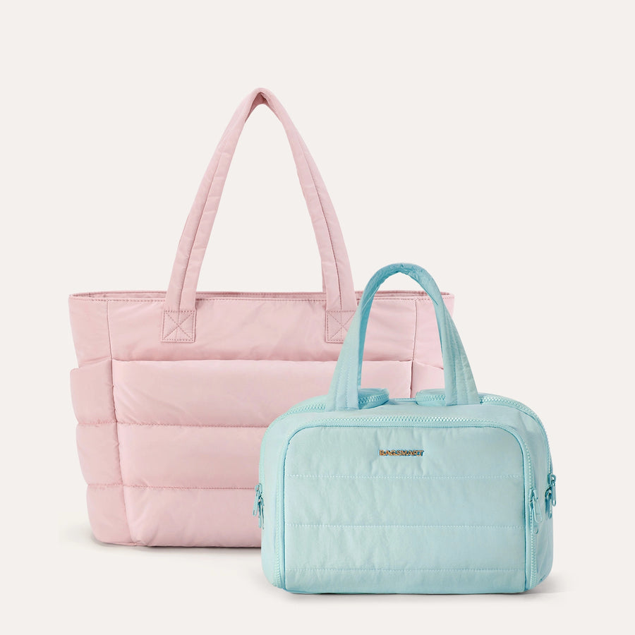 Crush Toiletry Bag & Bubble Puffy Tote Travel Set