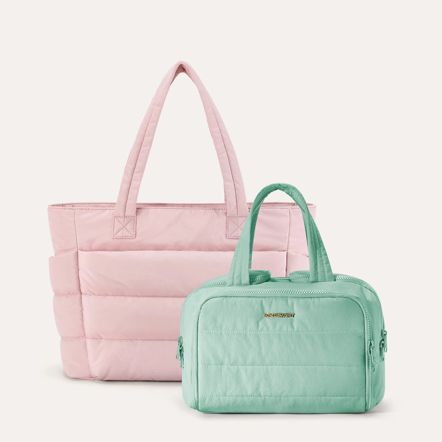 Crush Toiletry Bag & Bubble Puffy Tote Travel Set