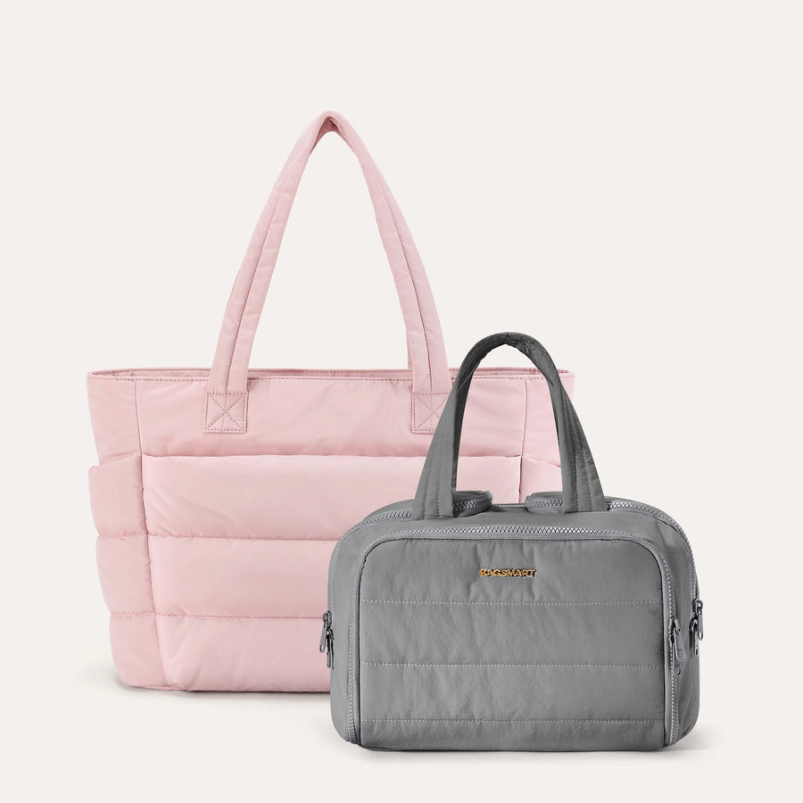 Crush Toiletry Bag & Bubble Puffy Tote Travel Set