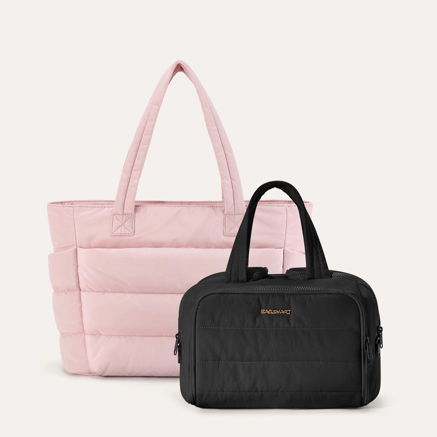 Crush Toiletry Bag & Bubble Puffy Tote Travel Set