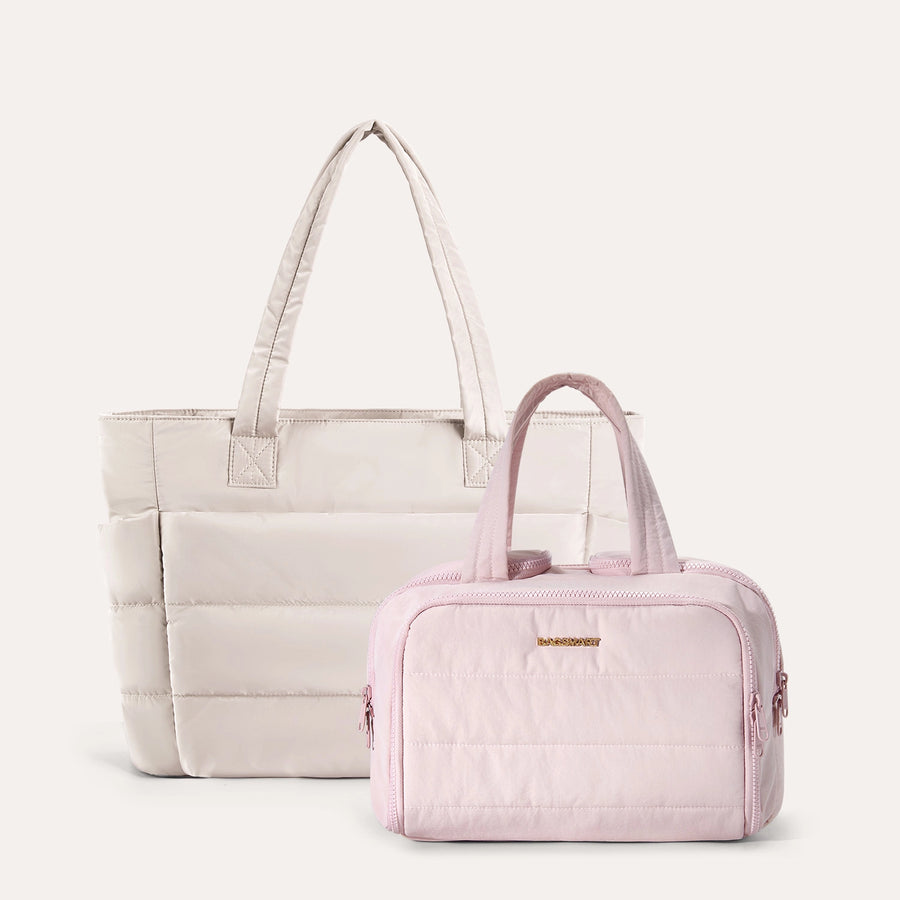 Crush Toiletry Bag & Bubble Puffy Tote Travel Set