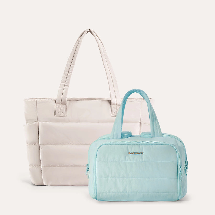 Crush Toiletry Bag & Bubble Puffy Tote Travel Set