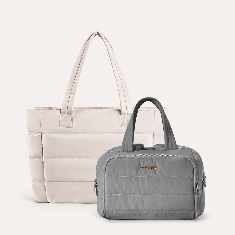Crush Toiletry Bag & Bubble Puffy Tote Travel Set