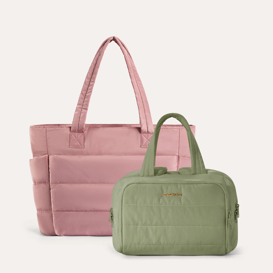 Crush Toiletry Bag & Bubble Puffy Tote Travel Set