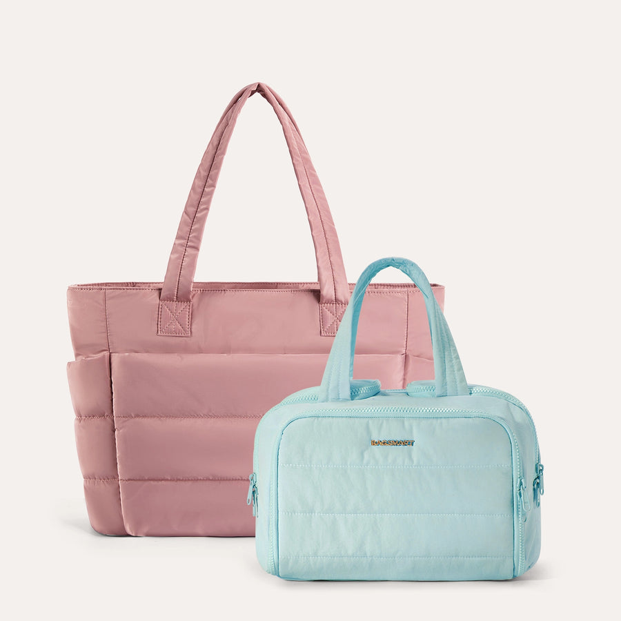 Crush Toiletry Bag & Bubble Puffy Tote Travel Set