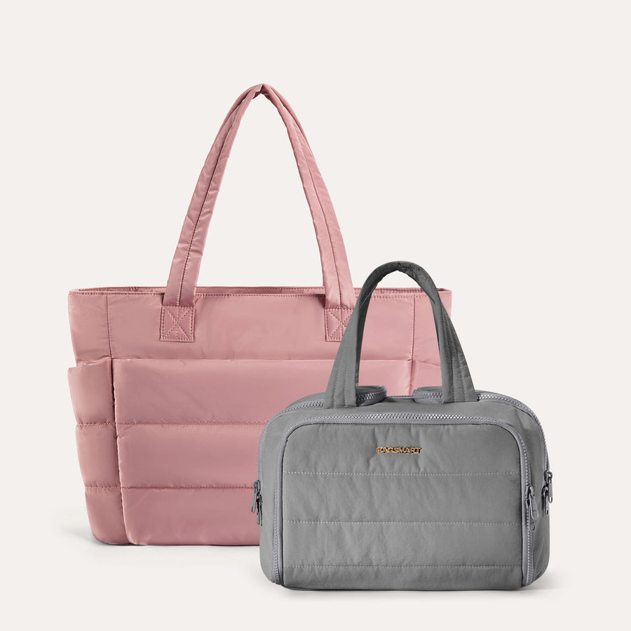 Crush Toiletry Bag & Bubble Puffy Tote Travel Set