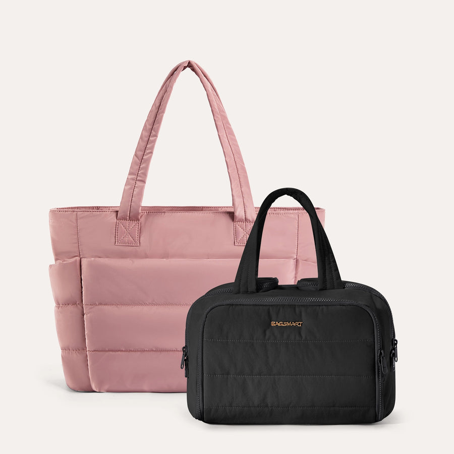 Crush Toiletry Bag & Bubble Puffy Tote Travel Set