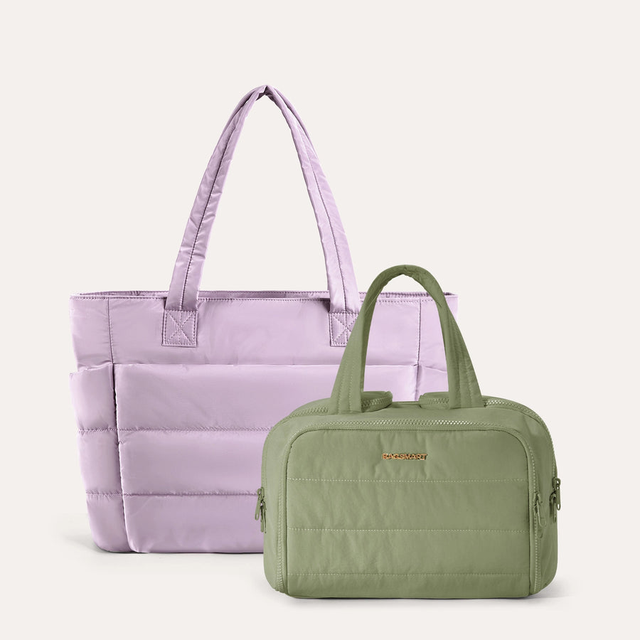 Crush Toiletry Bag & Bubble Puffy Tote Travel Set