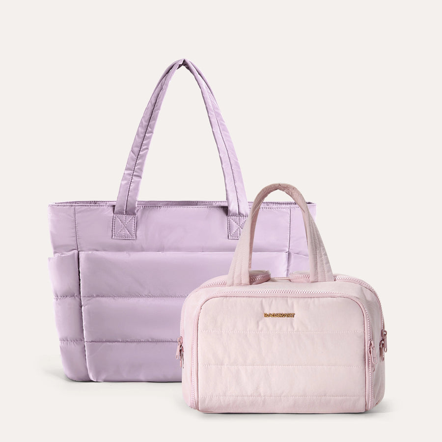 Crush Toiletry Bag & Bubble Puffy Tote Travel Set