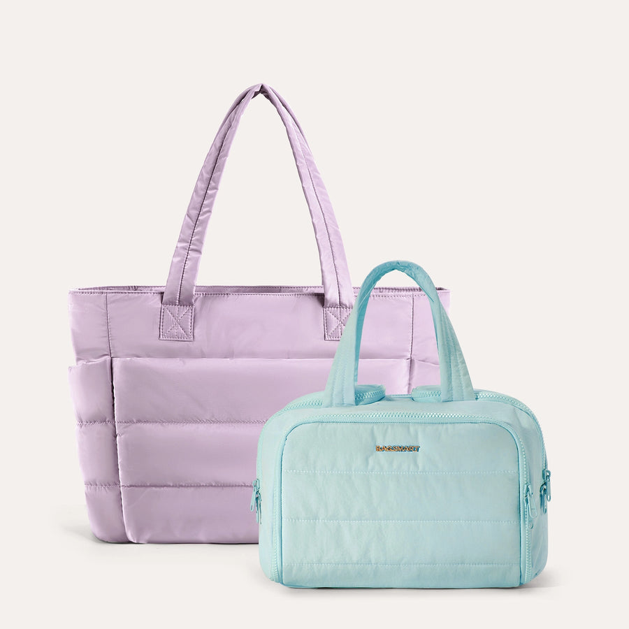 Crush Toiletry Bag & Bubble Puffy Tote Travel Set