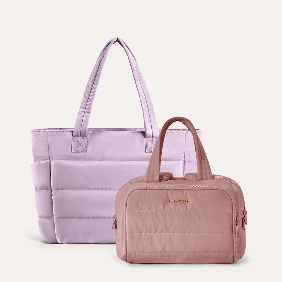 Crush Toiletry Bag & Bubble Puffy Tote Travel Set