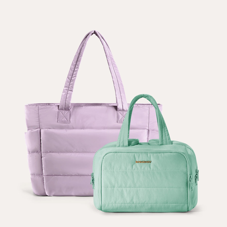 Crush Toiletry Bag & Bubble Puffy Tote Travel Set