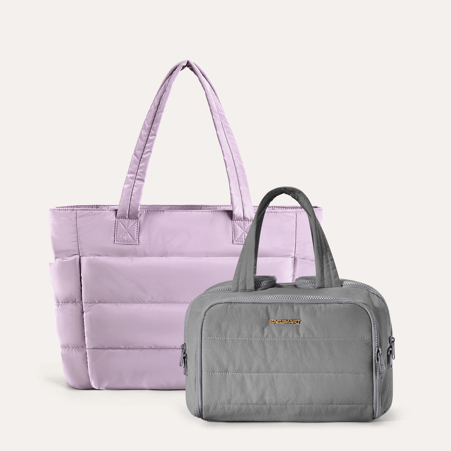 Crush Toiletry Bag & Bubble Puffy Tote Travel Set
