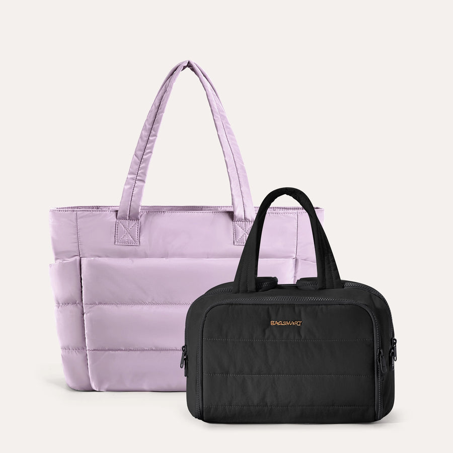 Crush Toiletry Bag & Bubble Puffy Tote Travel Set