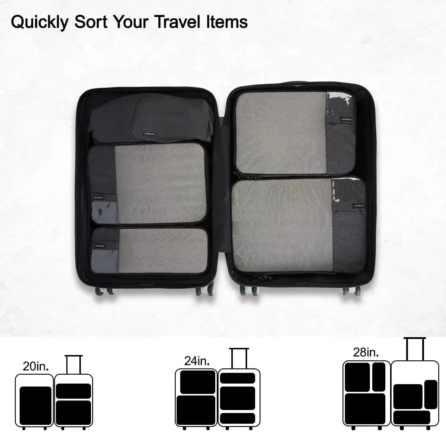 Bagsmart Compression Packing Cubes Part of Faro Travel Set - BAGSMART