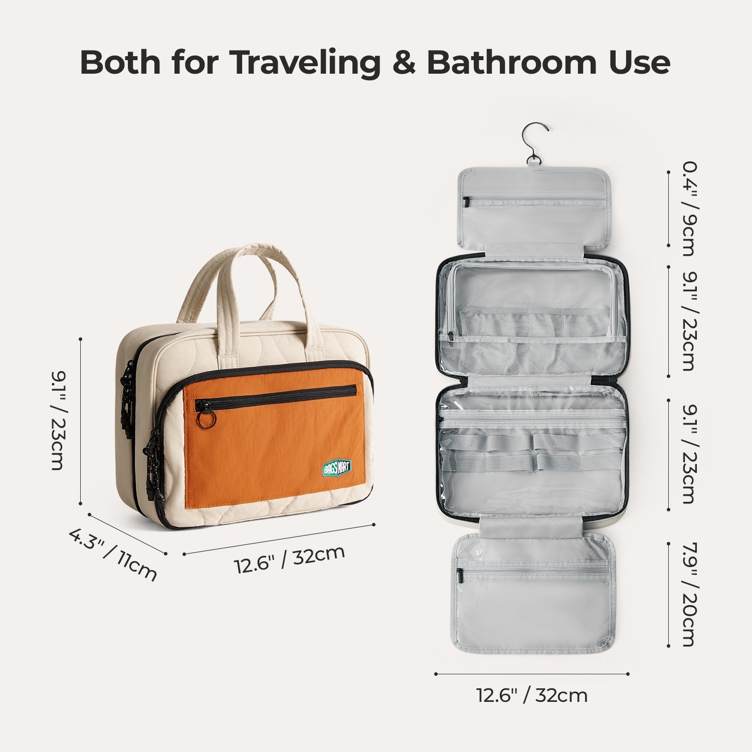 Walker Hanging Travel Toiletry Bag with Waterproof Compartment