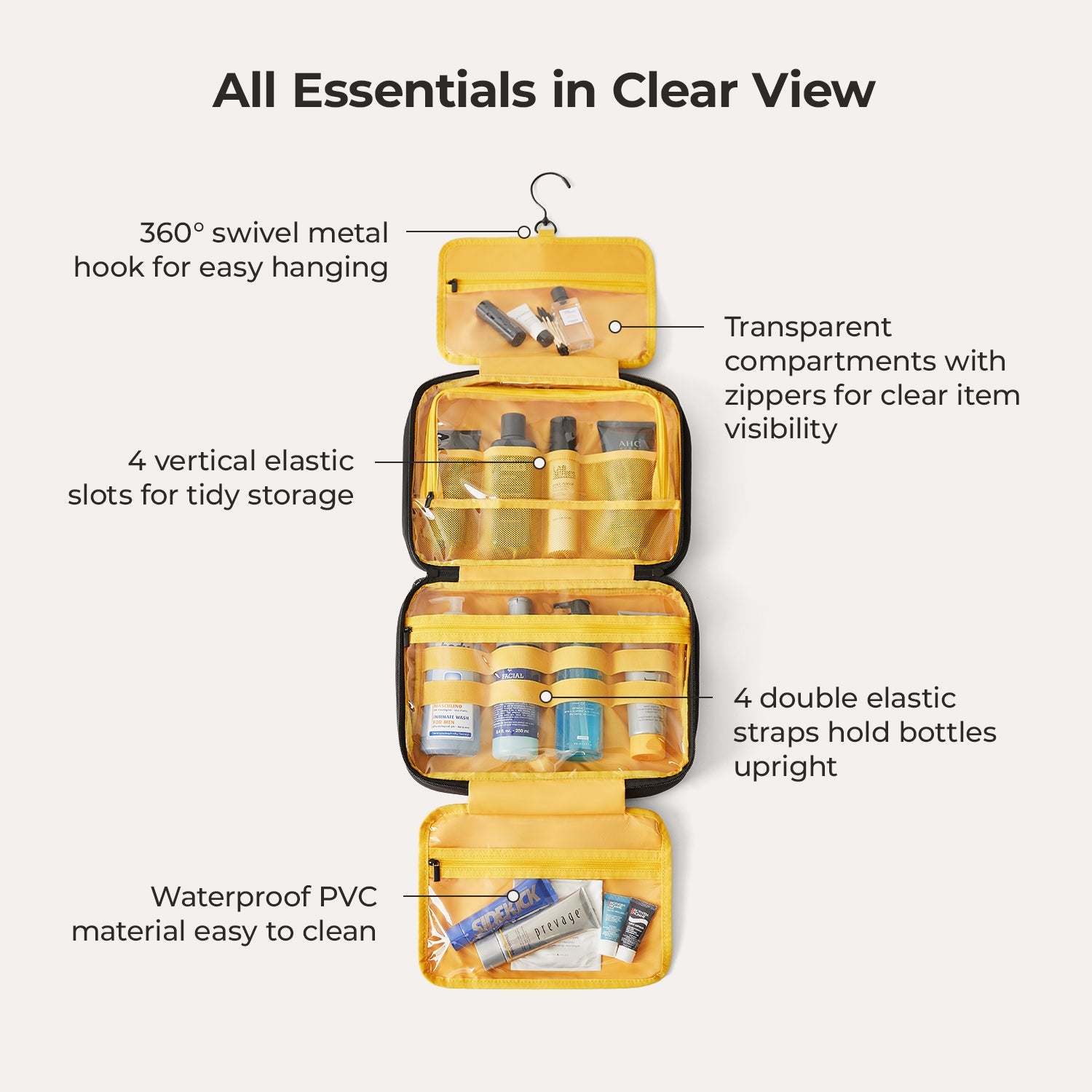 Walker Hanging Travel Toiletry Bag with Waterproof Compartment