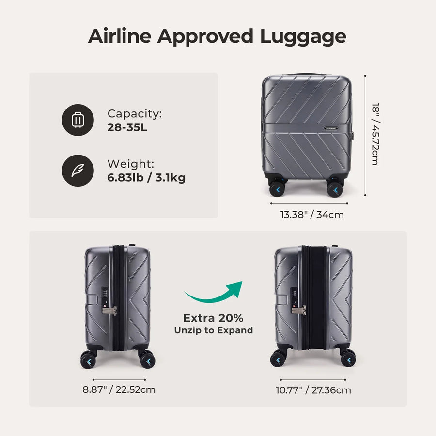 Daren 16-20 Inch Lightweight Hardside Carry-On Suitcase